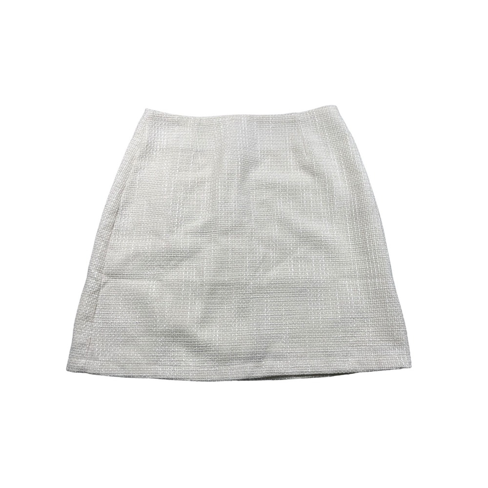 Pink Lily Women's Medium Cream White Tweed Mini Skirt Textured Lined Preppy
